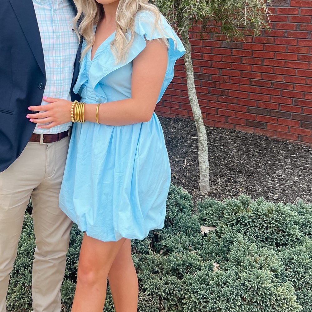 TCEC Baby Blue Ruffle Bubble Mini dress Medium